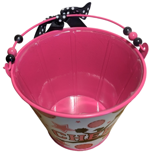 Burton & Burton Spirited Gifts Pink  Cheer Cheerleader Metal Pail Plante… - Picture 3 of 11